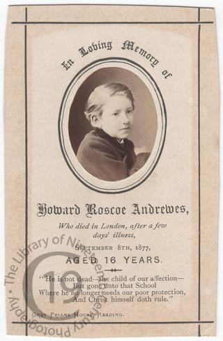Howard Roscoe Andrewes, died 1877