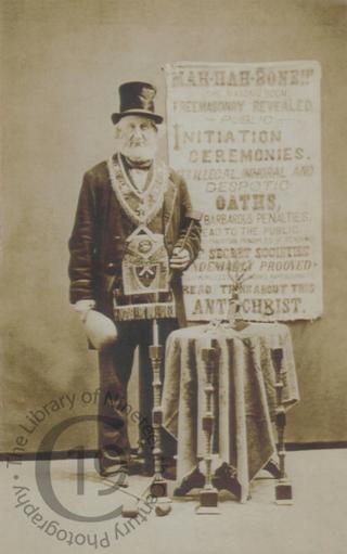 Anti-Masonic campaigner with poster