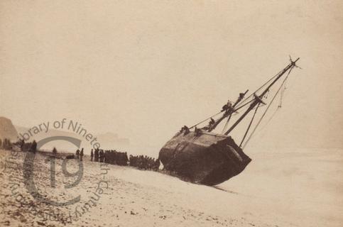 A collier ashore at Budleigh Salterton