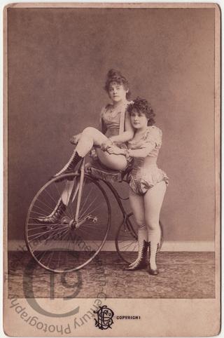 Performers with a bicycle