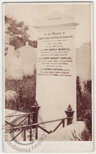 John Cox Hippisley Sadler, died 1860