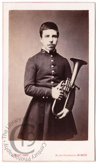 French student with tenor horn