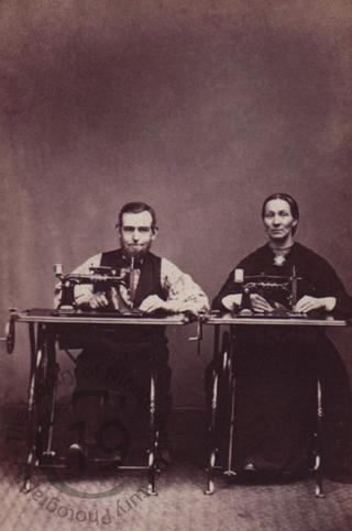 Couple with sewing machines