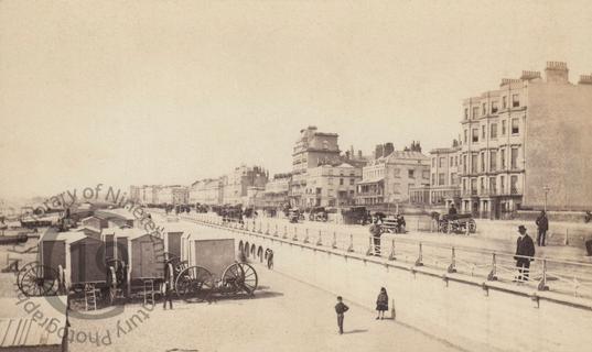 Bathing machines on Brighton seafront